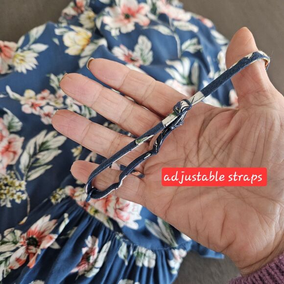 Band Of Gypsies Blue Floral Tiered Maxi Dress XS Boho Spaghetti Straps Festival - Picture 8 of 8